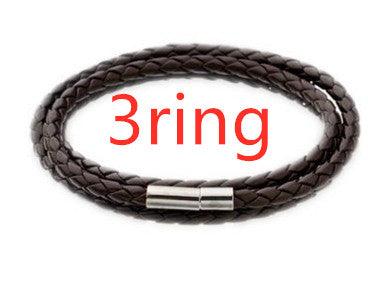 Personalized Mens Braided Genuine Leather Bracelet Stainless - MAXIME