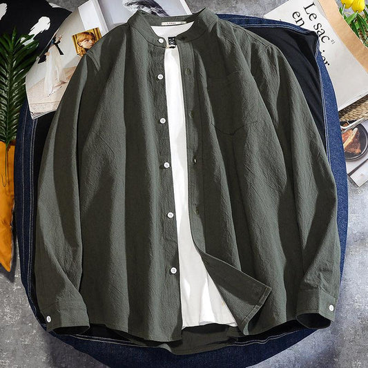 Spring And Autumn Cotton And Linen Long Sleeve Shirt Men - MAXIME