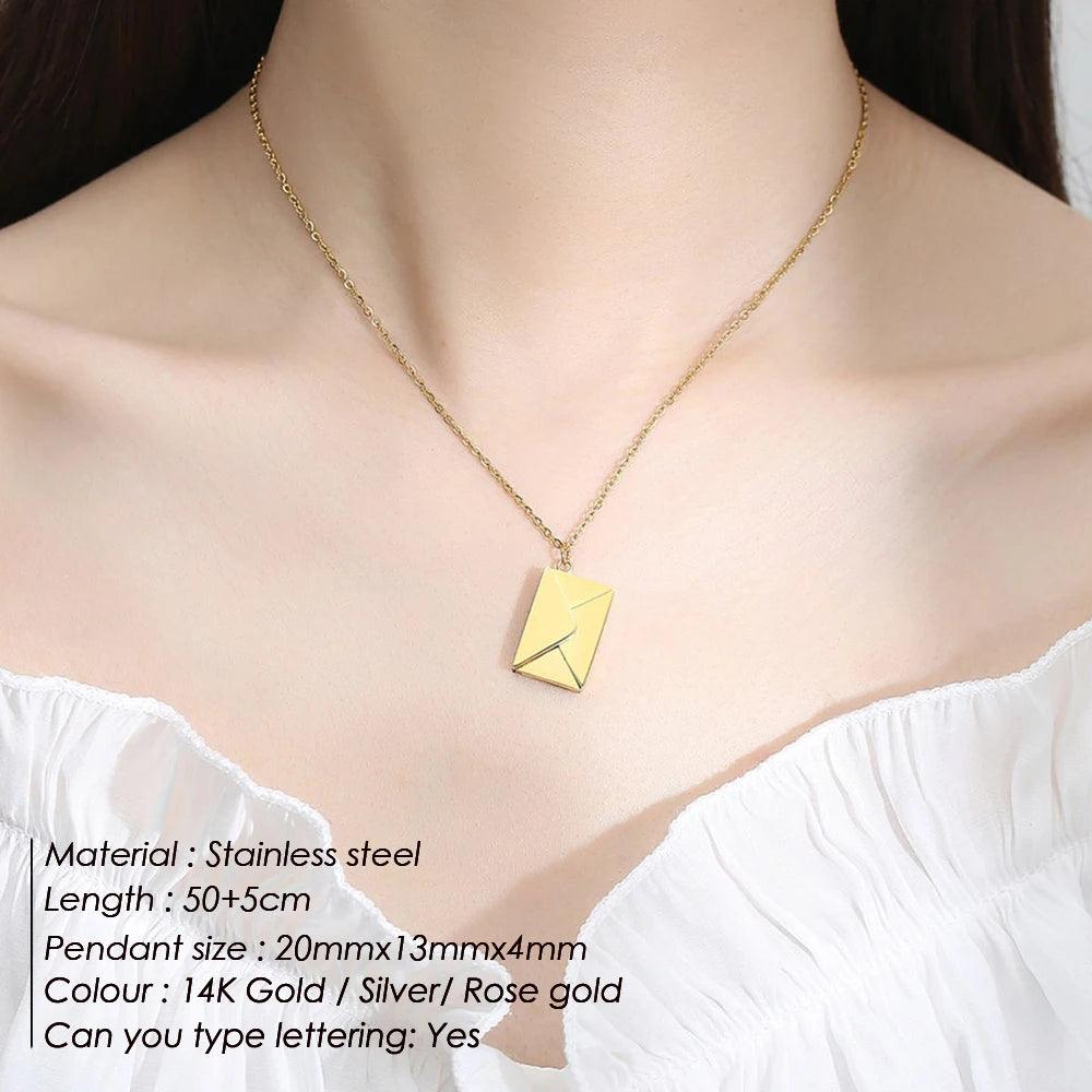 Letter Envelope Pendant Confession Locket Necklace Jewelry Special Gifts - MAXIME