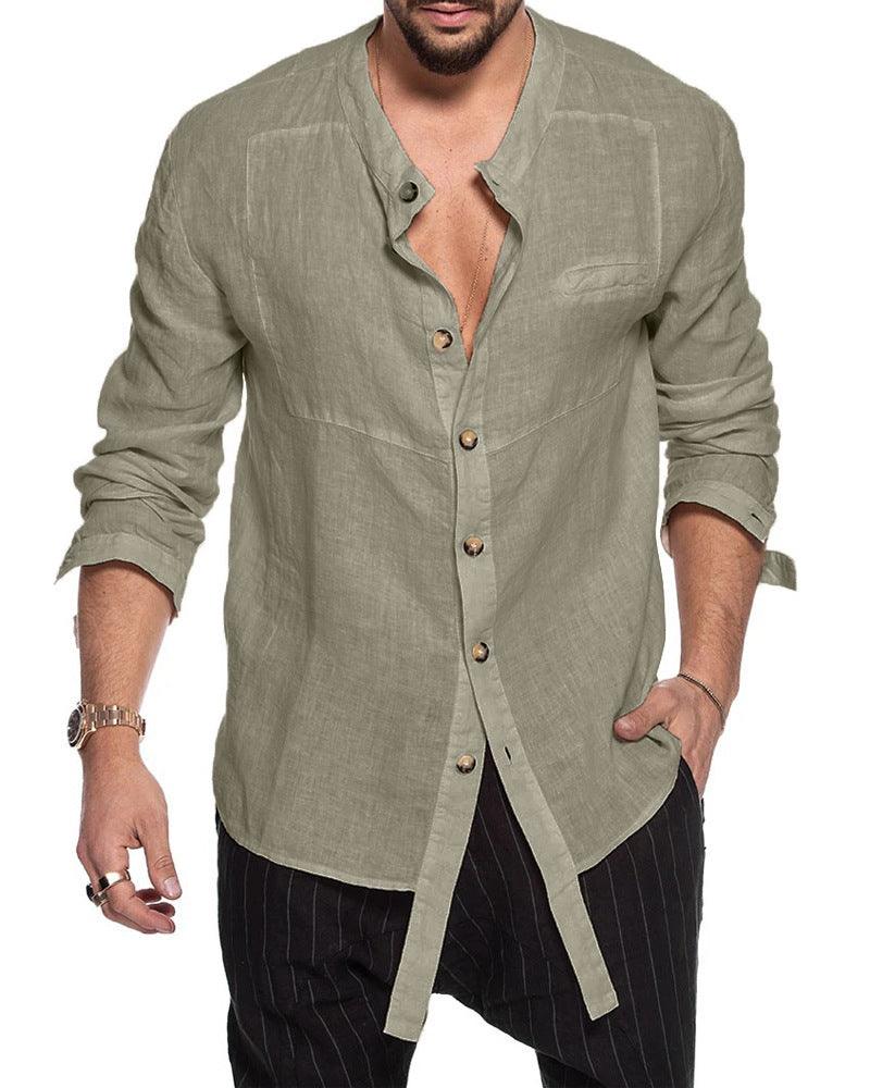 Cotton Linen Men's Long Sleeve Shirt - MAXIME