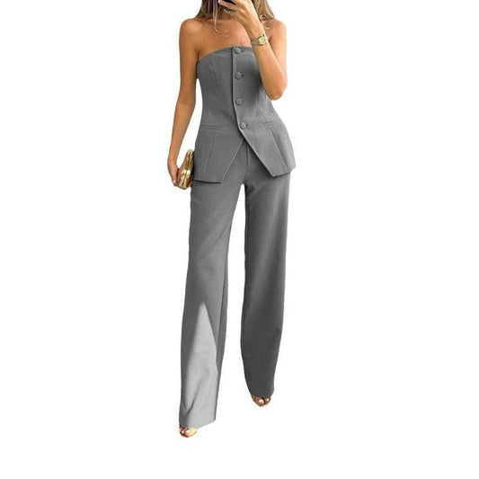 Maxime Casual Graceful Tube Top Suit Pants - MAXIME