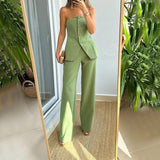 Maxime Casual Graceful Tube Top Suit Pants - MAXIME