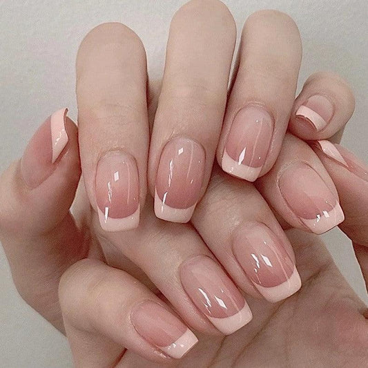 Oblique French Simple Wearing Manicure Finished Fake Nails - MAXIME