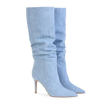 Women's Denim Knee-high Boots - MAXIME