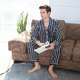 Fall men's simulated silk stripe pajamas men - MAXIME