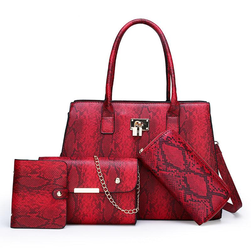 Four-piece fashionable large-capacity snake print bag - MAXIME