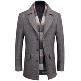 MAXIME scarf collar woolen men's long coat - MAXIME