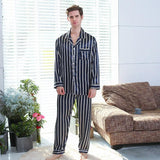 Fall men's simulated silk stripe pajamas men - MAXIME