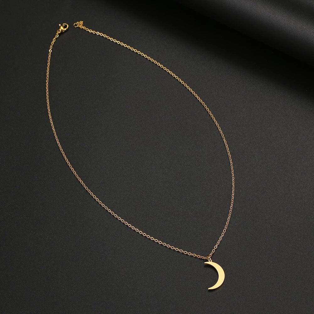 Women's Fashion Simple Stainless Steel Moon Pendant Necklace - MAXIME