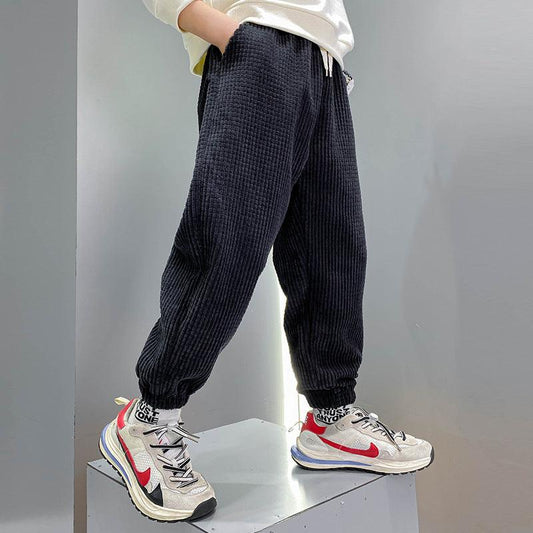 Boys' Casual Pants Thickened Plus Velvet Middle-aged Kids - MAXIME