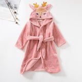 Girls Cartoon Hooded Flannel Lace-up Bathrobe - MAXIME