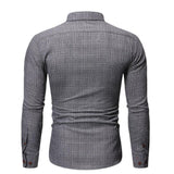 Casual Check Lapel Men's Double Pocket Slim Large Size Long Sleeve Shirt - MAXIME