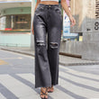 Denim Wide Leg Trousers Ripped Skinny Jeans - MAXIME