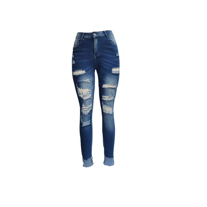 Broken Holes Skinny Skinny Hip Raise Fashion Jeans - MAXIME