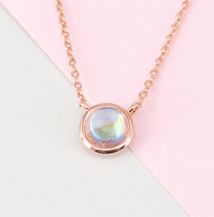 Trendy solitaire moonstone necklace - MAXIME