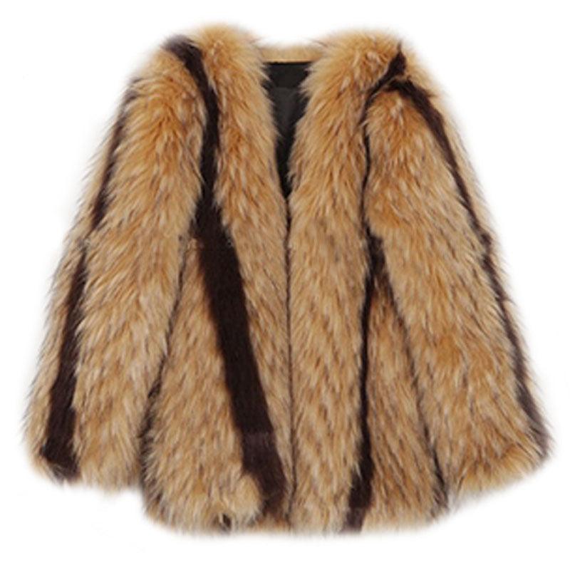 Artificial Fox Fur Marbled Fur Coat - MAXIME