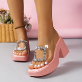 Women New Fashion Transparent Rhinestone Design Slippers - MAXIME