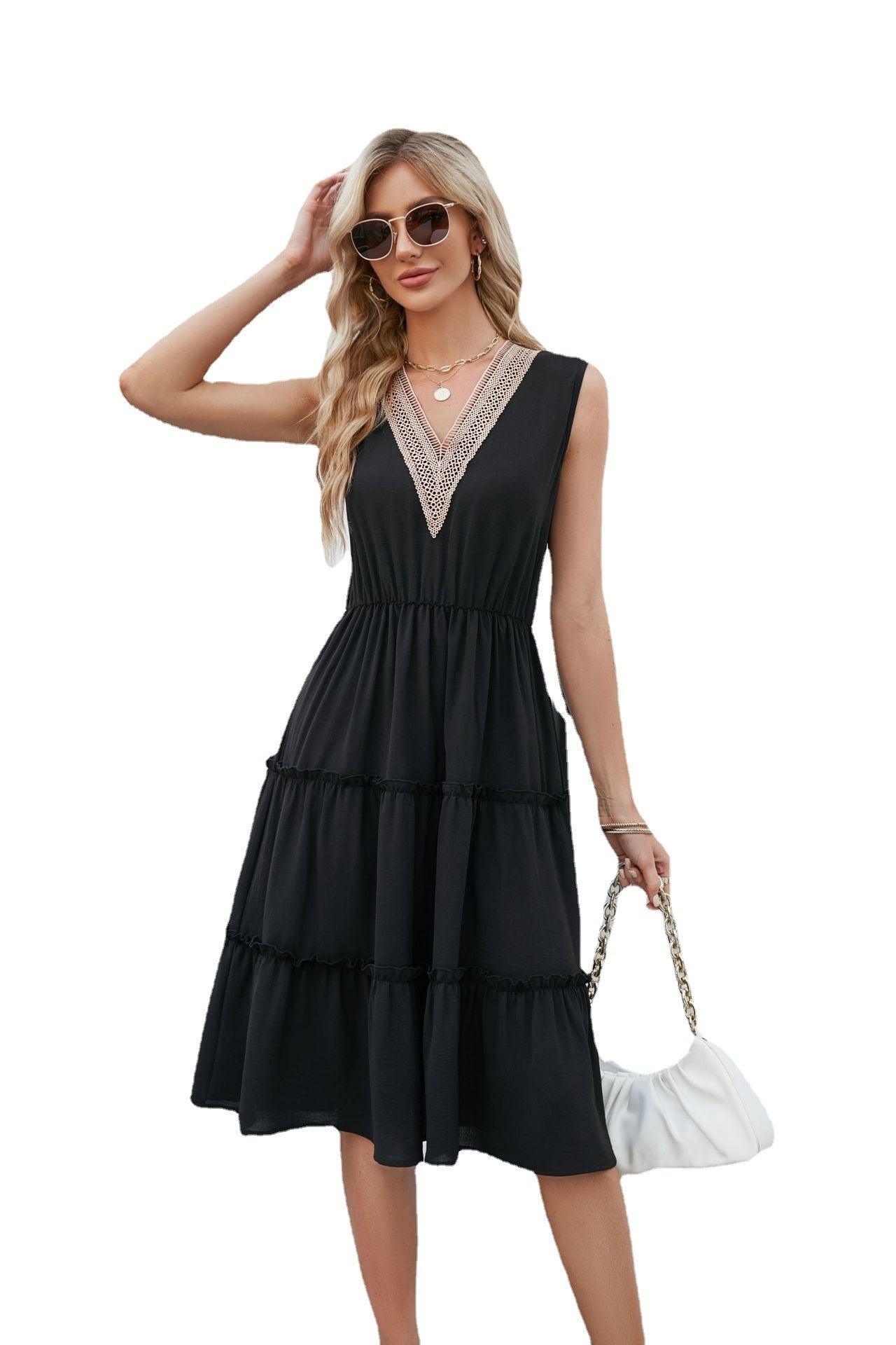 V-neck Women Elegant Dress Beach Summer - MAXIME