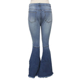 Wide Leg Jeans With Holes In The Knee - MAXIME