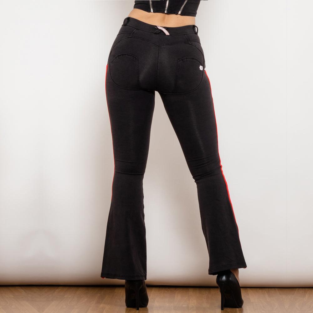 Melody Side Stripe Stretch Pants SlimBum Black Jeans - MAXIME