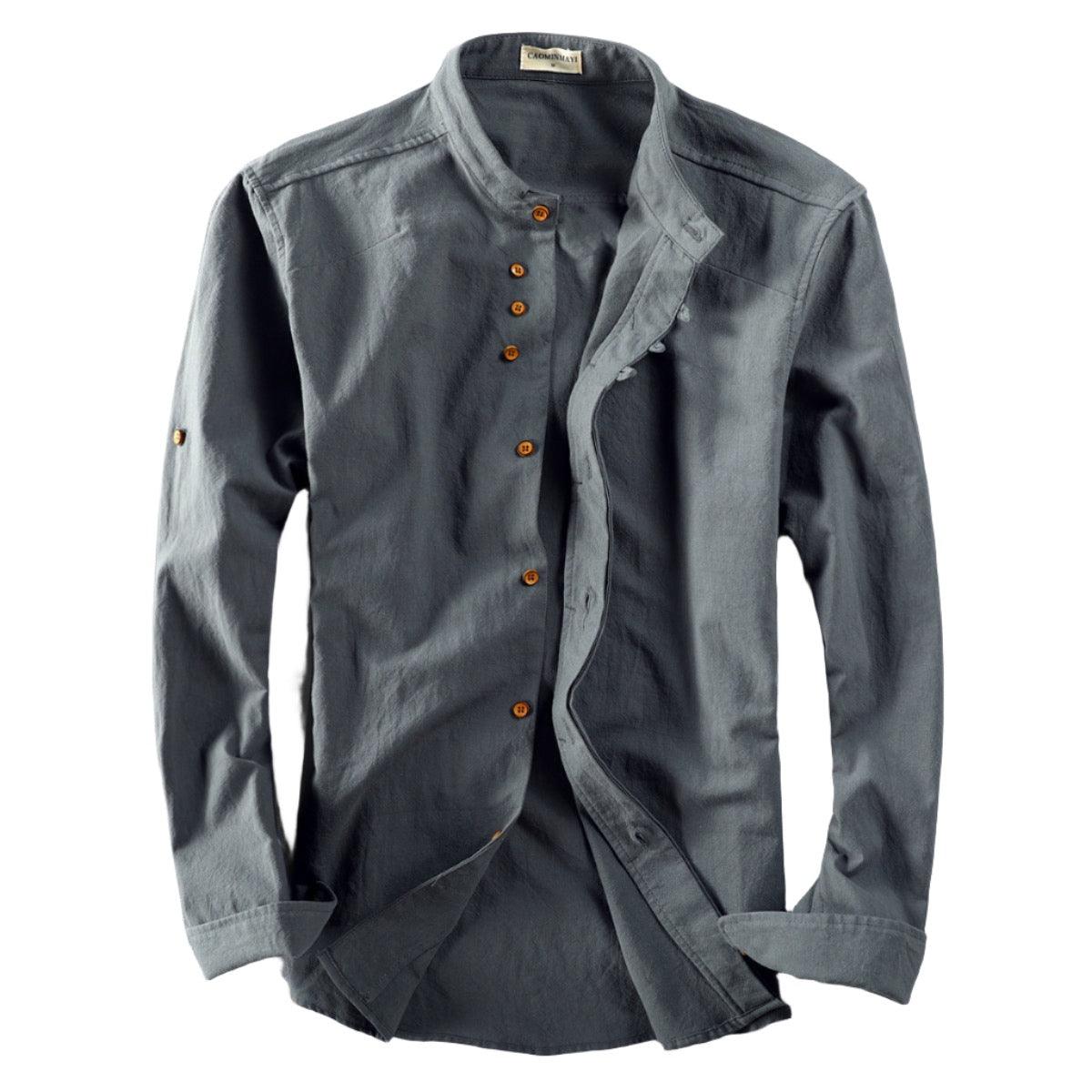 Slim-fit Cotton And Linen Style Small Shirt Men - MAXIME