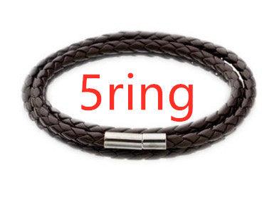 Personalized Mens Braided Genuine Leather Bracelet Stainless - MAXIME