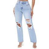 Fashionable High Waist Washed Jeans - MAXIME