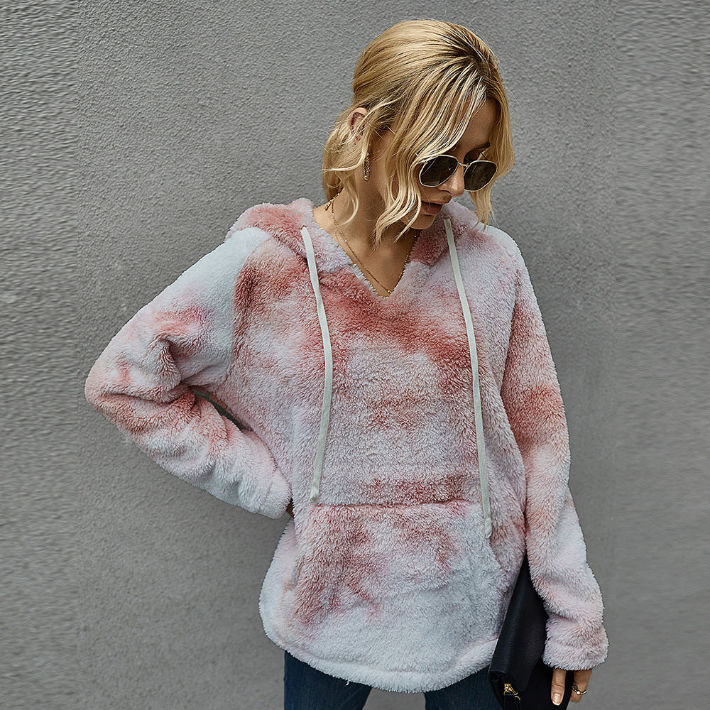 Tie-Dye Hooded Thick Sweater