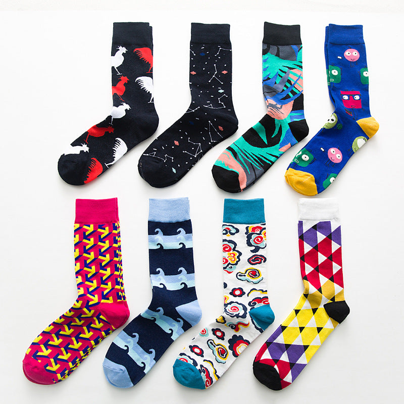 Geometry Pattern Funny Cotton Socks - MAXIME