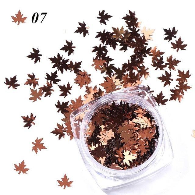 Gradient Maple Leaf Nail Sequins - MAXIME