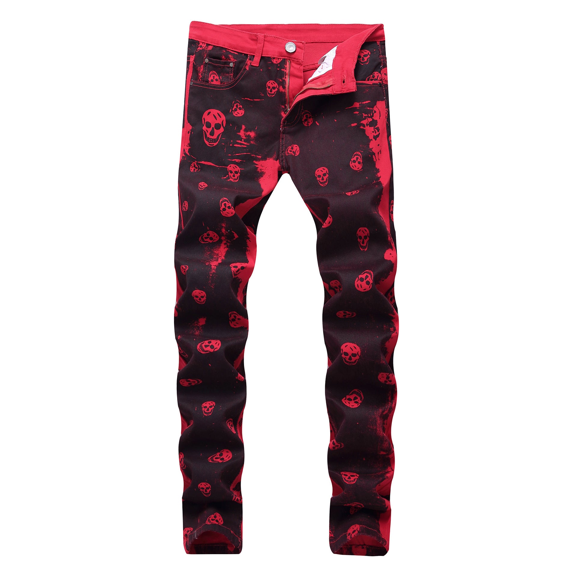 Skull red jeans men's casual jeans - MAXIME