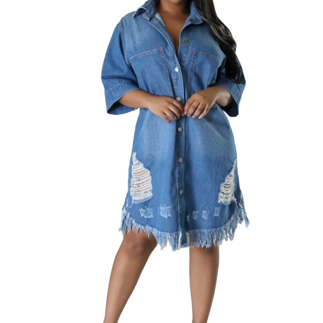 Women's Denim Long Dress - MAXIME