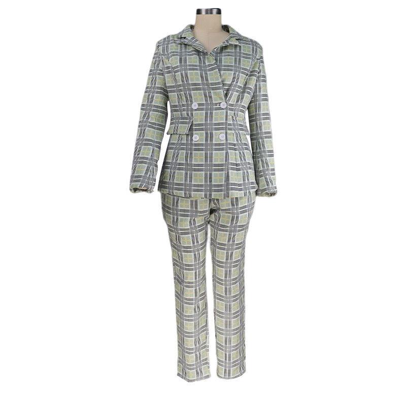 MAXIME Elegant Slim Plaid Business Suit - MAXIME