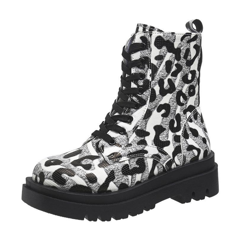 Maxime Black White Leopard Cowgirl Boots - MAXIME