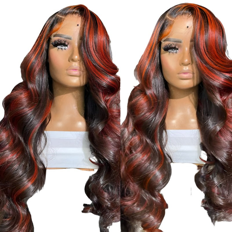 Lace Frontal Burgundy Highlight 13X4 4x4 Closure Wigs - MAXIME