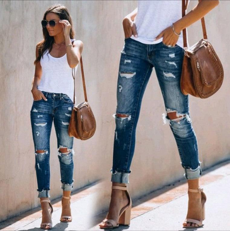 Stretch Jeans With Ripped Feet And Slimming - MAXIME