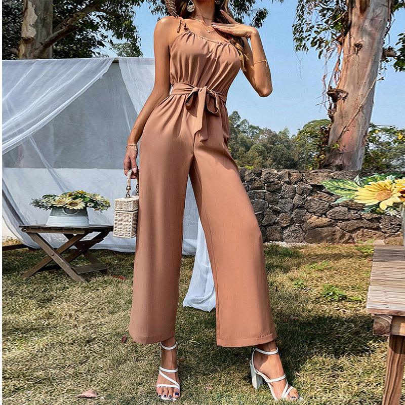 Sexy Cutout Belt Sling Wide-Leg Jumpsuit - MAXIME