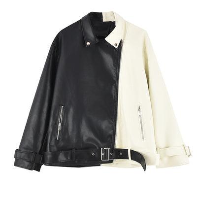 Women Loose Short Leather Jacket - MAXIME