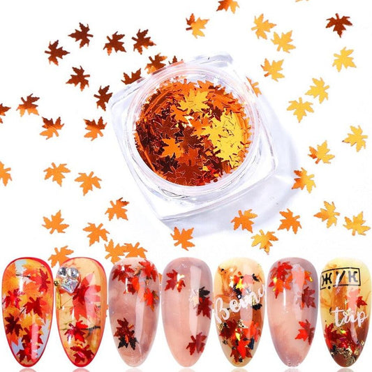 Gradient Maple Leaf Nail Sequins - MAXIME