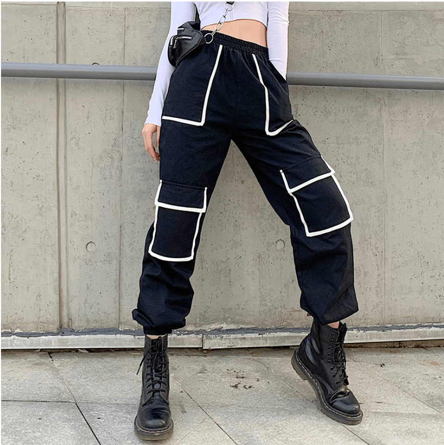 White Stripe Cargo Pants - MAXIME