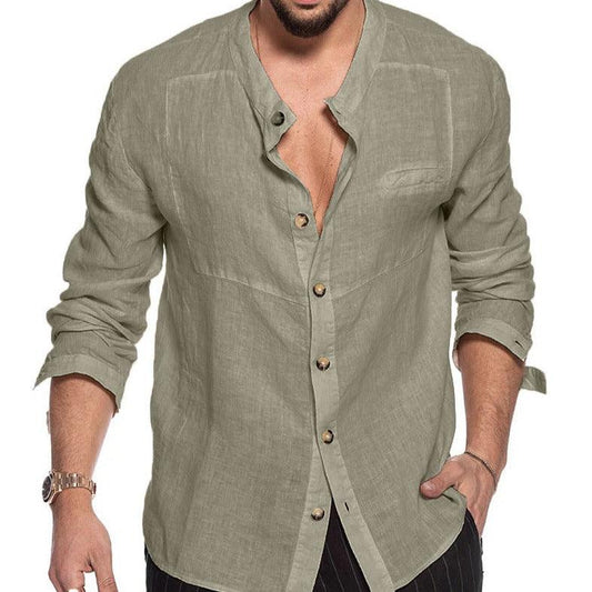 Cotton Linen Men's Long Sleeve Shirt - MAXIME