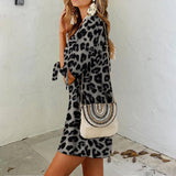 Maxime Leopard Print Round Neck Dress - MAXIME