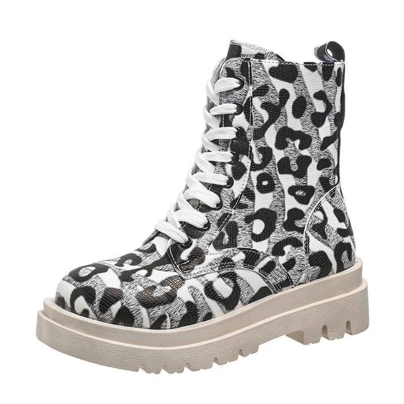 Maxime Black White Leopard Cowgirl Boots - MAXIME