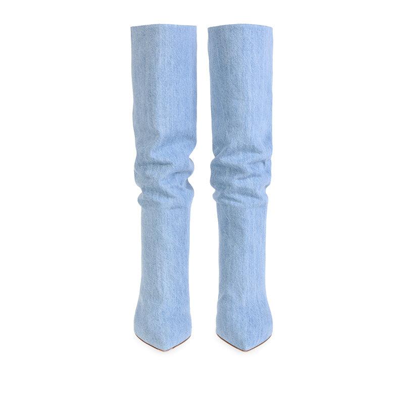 Women's Denim Knee-high Boots - MAXIME