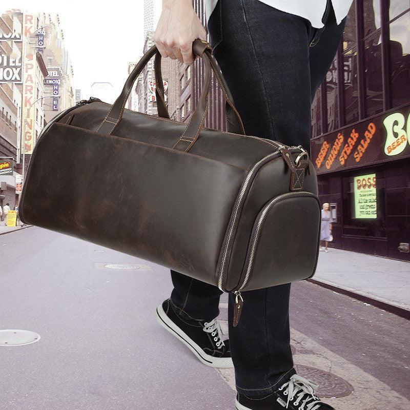 Crazy Horse Leather Retro Duffel Bag - MAXIME