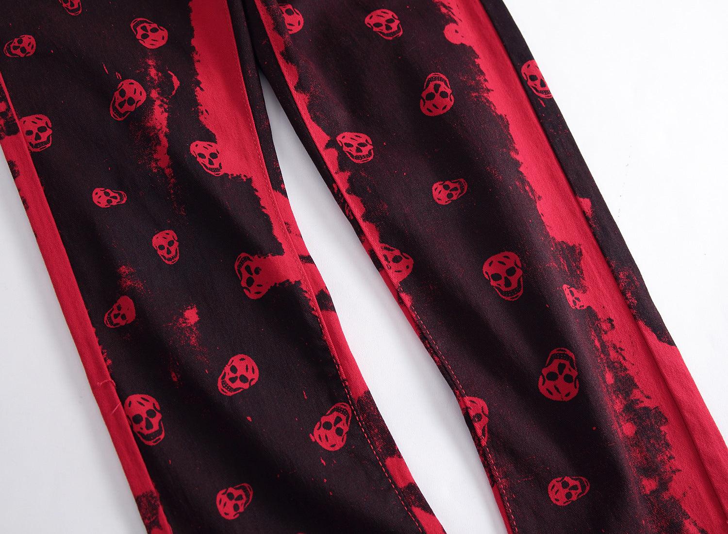 Skull red jeans men's casual jeans - MAXIME