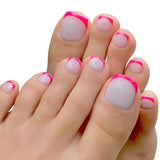 Simple French Rose Red Foot Removable Nails - MAXIME