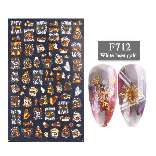 3D Christmas Series Two-color Golden Thin Stickers Nail Art Design Nail Art Stickers - MAXIME