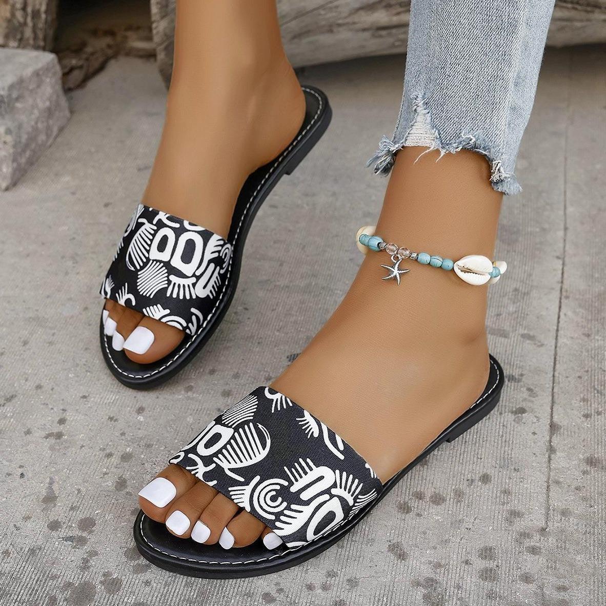 New Fashion Graffiti Print Sandals For Women Summer - MAXIME