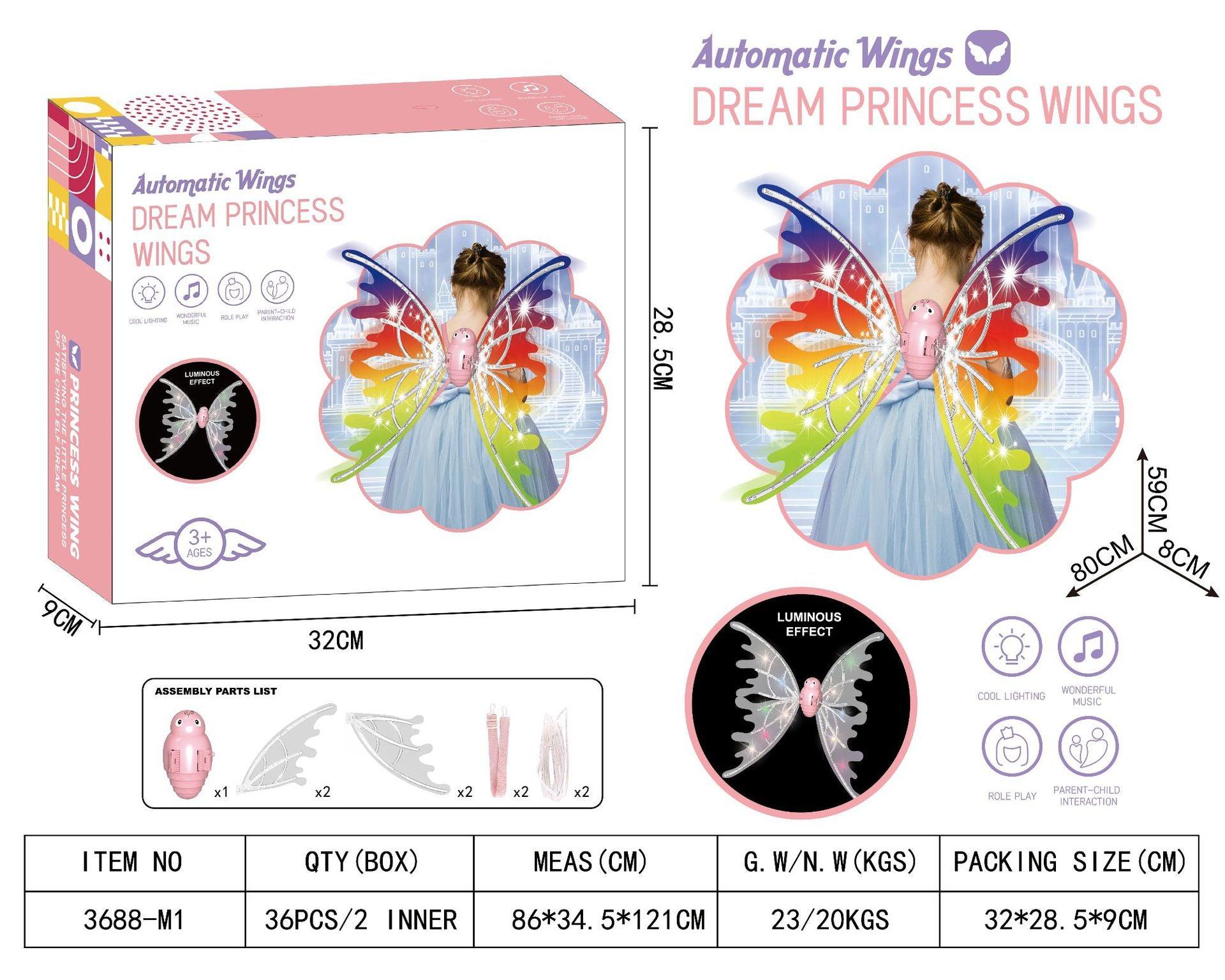 Girls Electrical Butterfly Wings With Lights Glowing Shiny Dress - MAXIME